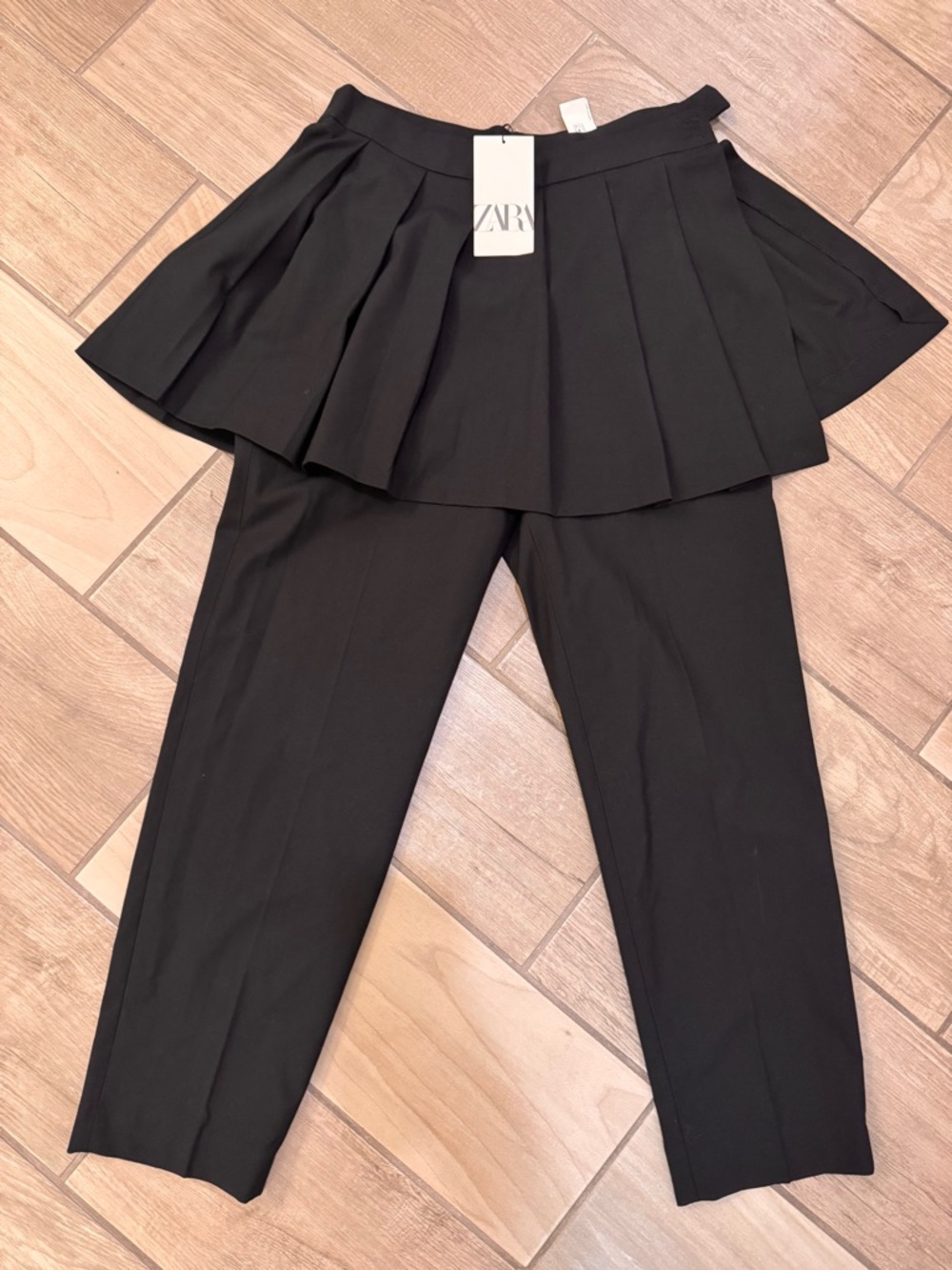 Zara Black Pleated Overlay Trousers